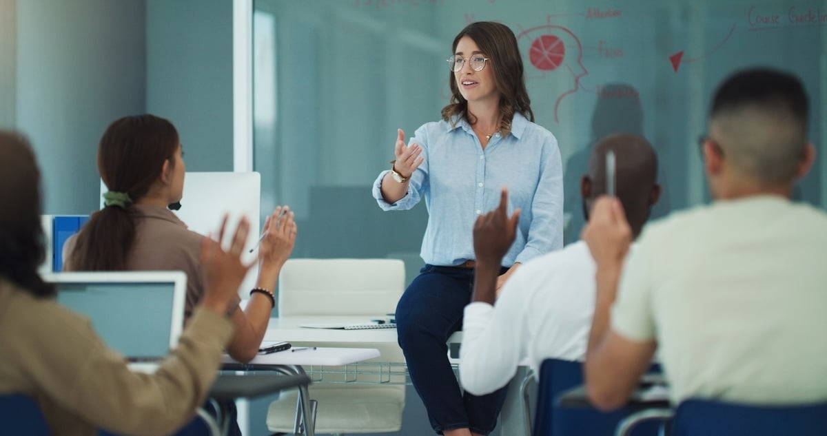 female professor teaching in classroom